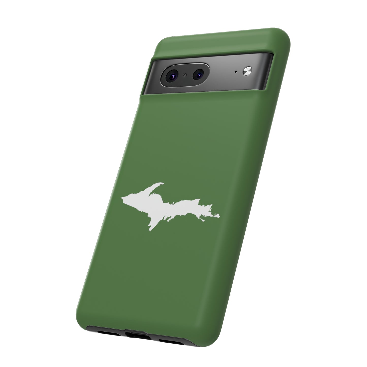 Michigan Upper Peninsula Tough Phone Case (Pine Green w/ UP Outline) | Samsung & Pixel Android