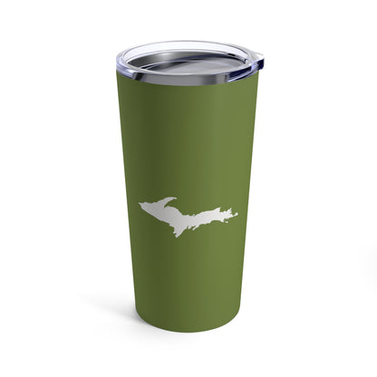 Michigan Upper Peninsula Tumbler (w/ UP Outline) | Olive Green - 20oz