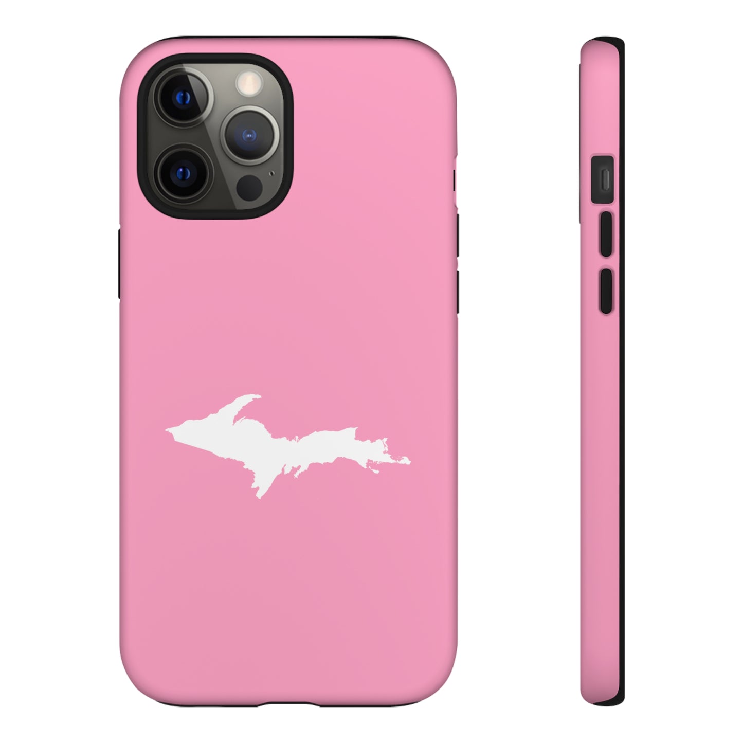 Michigan Upper Peninsula Tough Phone Case ('67 Caddie Pink w/ UP Outline) | Apple iPhone