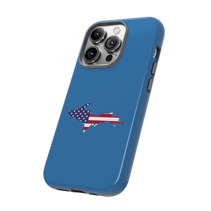 Michigan Upper Peninsula Tough Phone Case (Lake Superior Blue w/ UP USA Flag Outline) | Apple iPhone