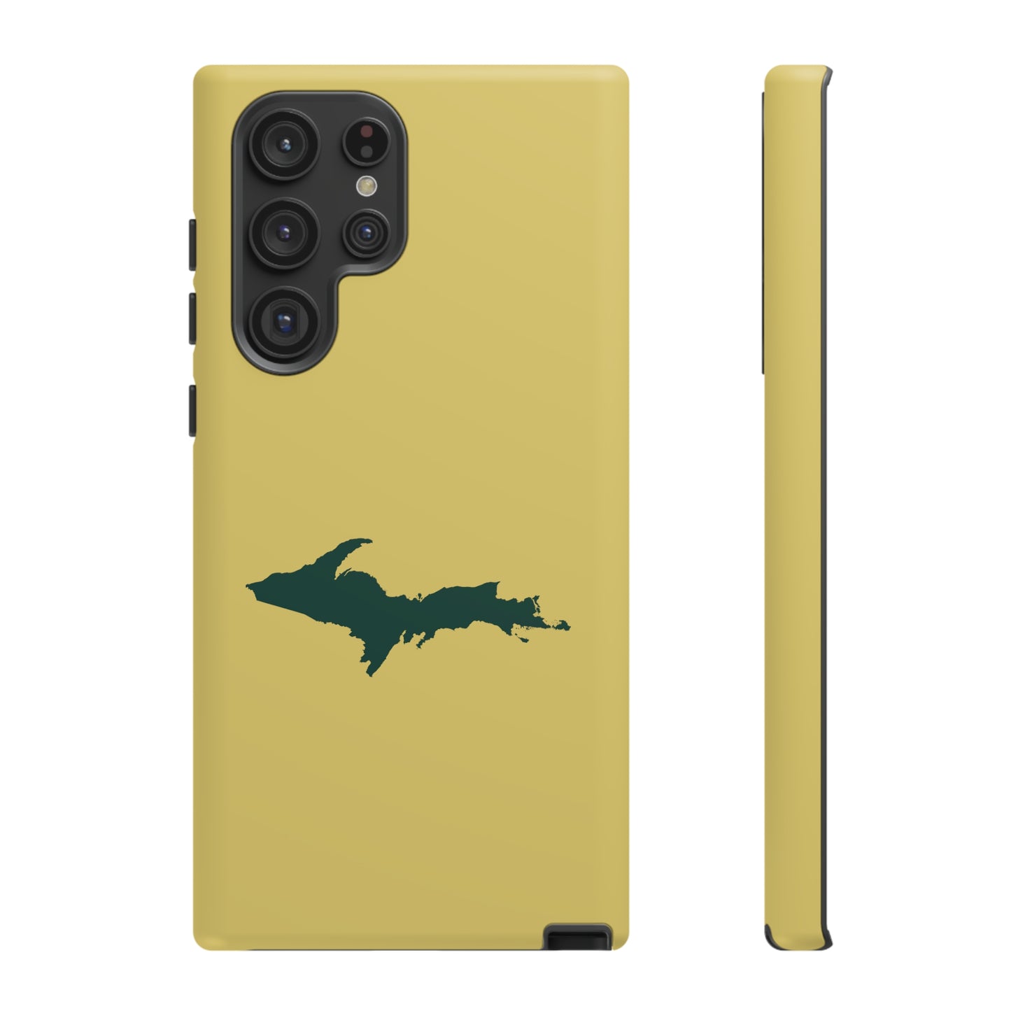 Michigan Upper Peninsula Tough Phone Case (Plum Yellow w/ Green UP Outline) | Samsung & Pixel Android