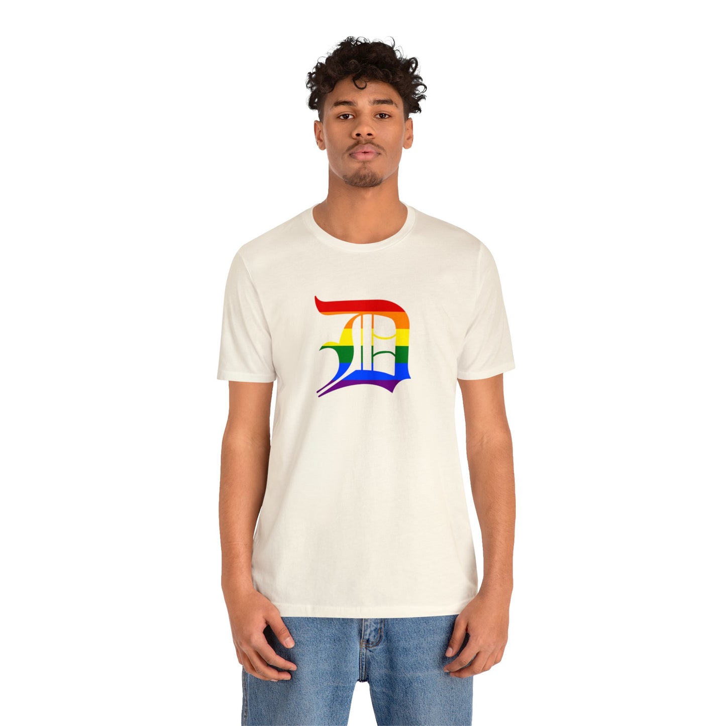 Detroit 'Old English D' T-Shirt (Rainbow Pride Edition) | Unisex Standard