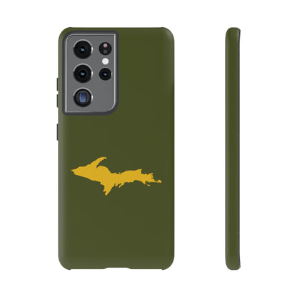 Michigan Upper Peninsula Tough Phone Case (Army Green w/ Gold UP Outline) | Samsung & Pixel Android