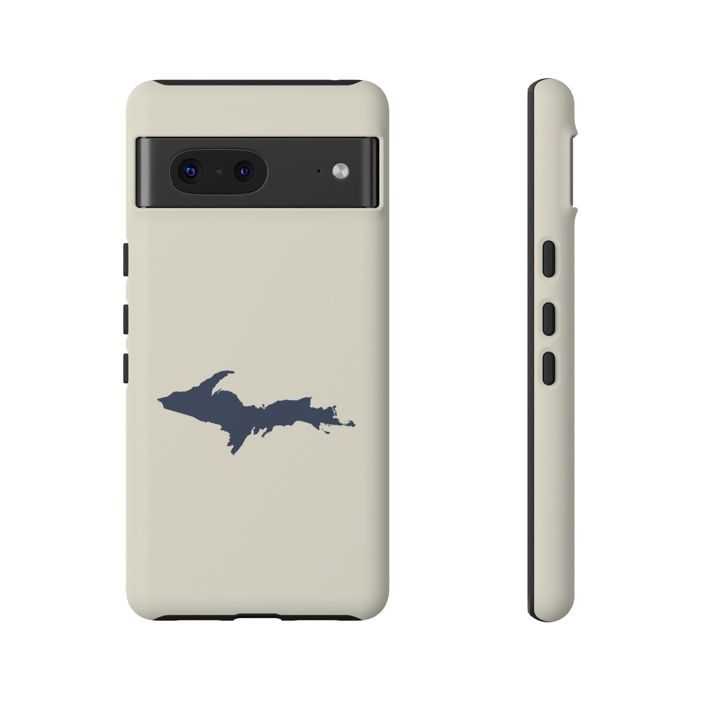 Michigan Upper Peninsula Tough Phone Case (Ivory w/ Navy UP Outline) | Samsung & Pixel Android