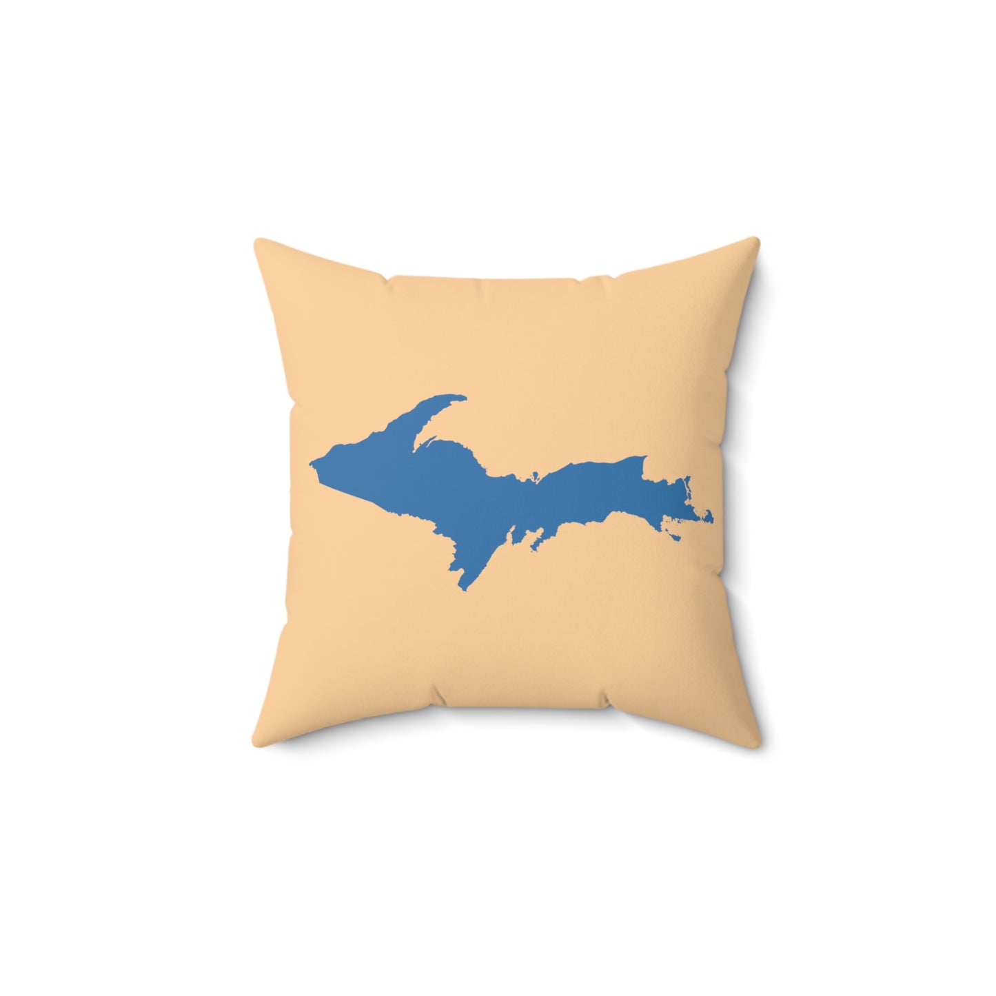 Michigan Upper Peninsula Accent Pillow (w/ UP Outline) | Pale Apricot