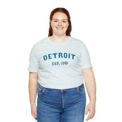 'Detroit EST. 1701' T-Shirt (Azure Ballpark Font) | Unisex Standard