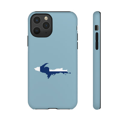 Michigan Upper Peninsula Tough Phone Case (Opal Blue w/ UP Finland Flag Outline) | Apple iPhone