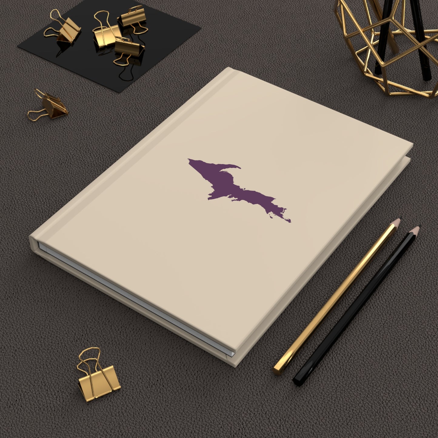 Michigan Upper Peninsula Hardcover Journal (Champagne White w/ Plum Outline) | Ruled - 150pgs