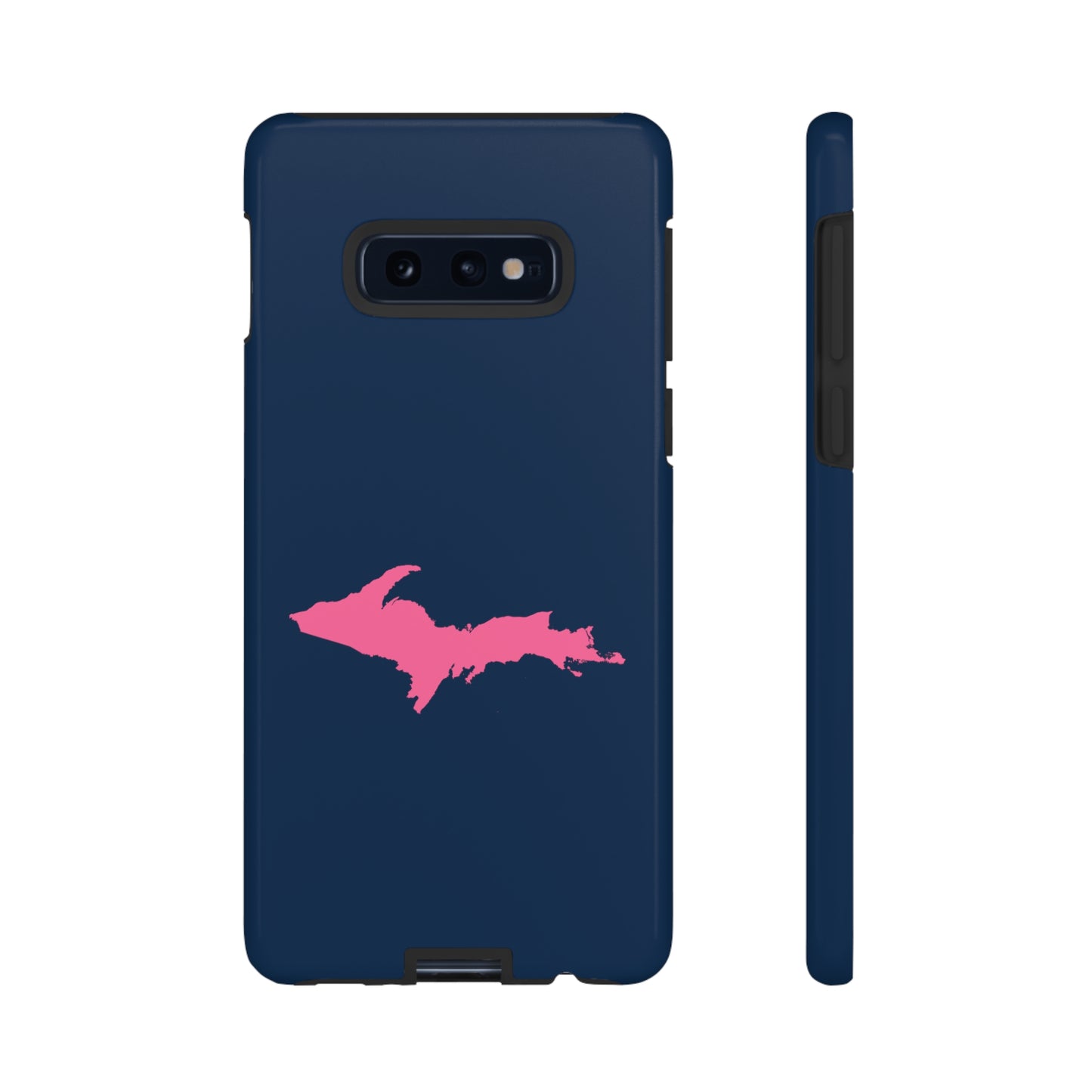 Michigan Upper Peninsula Tough Phone Case (Navy w/ Pink UP Outline) | Samsung & Pixel Android