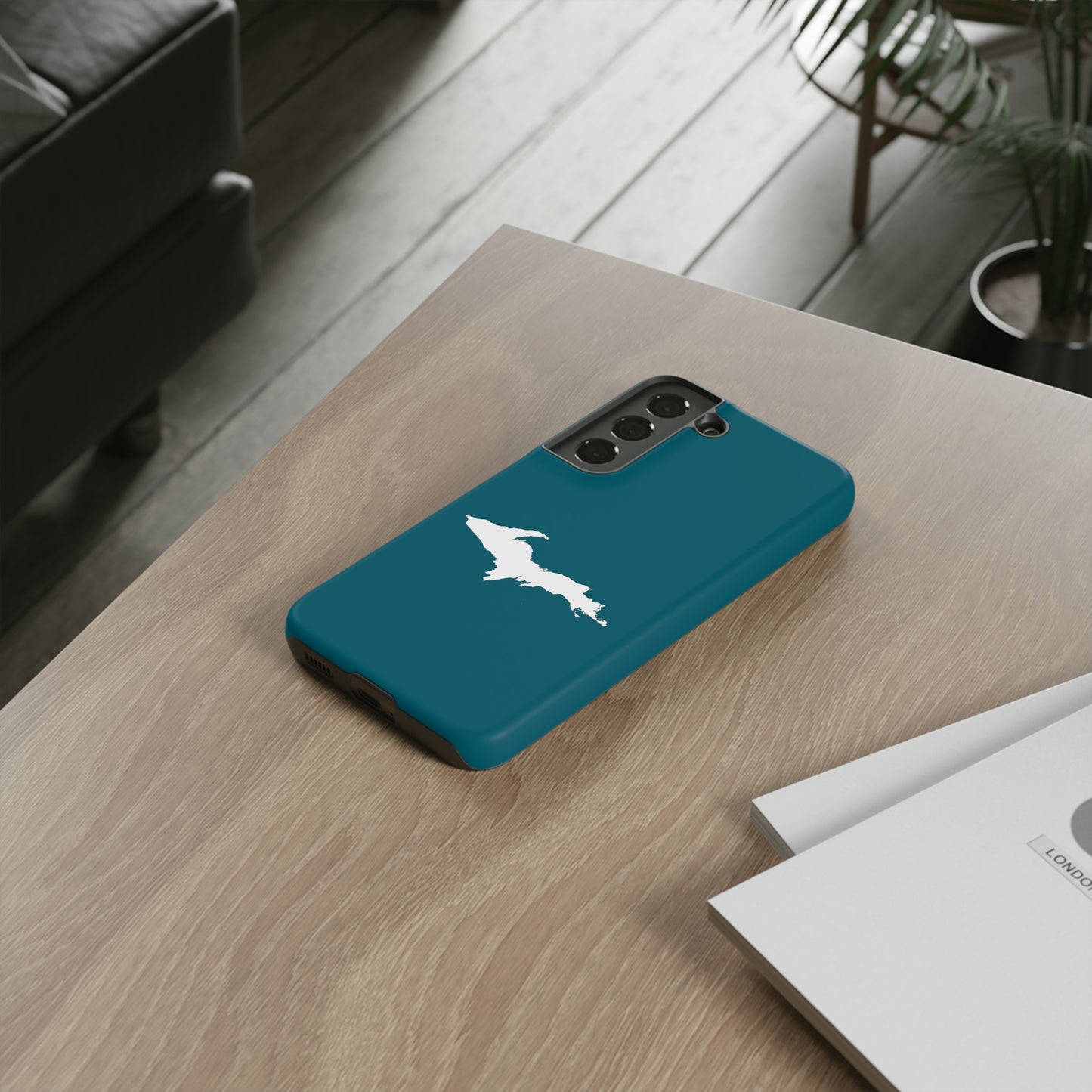 Michigan Upper Peninsula Tough Phone Case (Auburn Hills Teal w/ UP Outline) | Samsung & Pixel Android