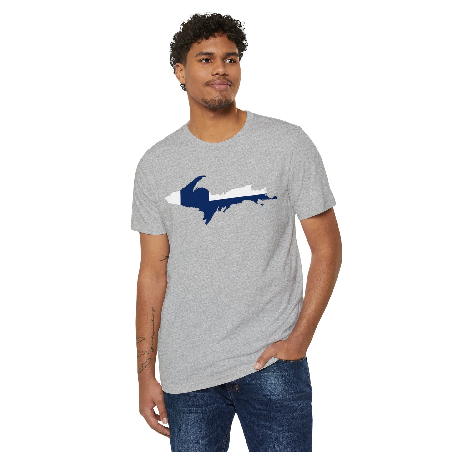 Michigan Upper Peninsula T-Shirt (w/ UP Finland Flag) | Unisex Recycled Organic