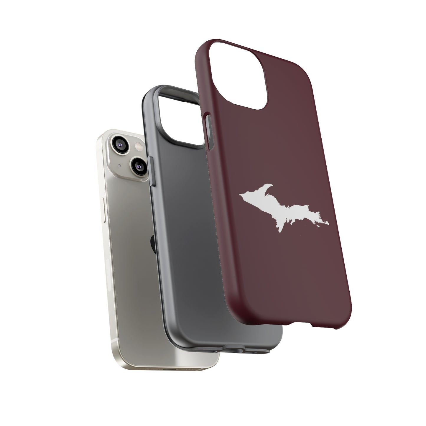 Michigan Upper Peninsula Tough Phone Case (Old Mission Burgundy w/ UP Outline) | Apple iPhone