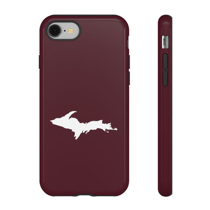 Michigan Upper Peninsula Tough Phone Case (Old Mission Burgundy w/ UP Outline) | Apple iPhone