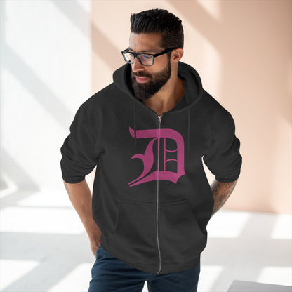 Detroit 'Old English D' Hoodie (Full-Body Apple Blossom Pink) | Unisex Full Zip