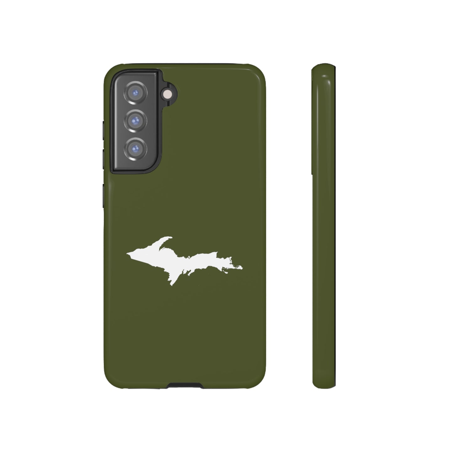 Michigan Upper Peninsula Tough Phone Case (Army Green w/ UP Outline) | Samsung & Pixel Android