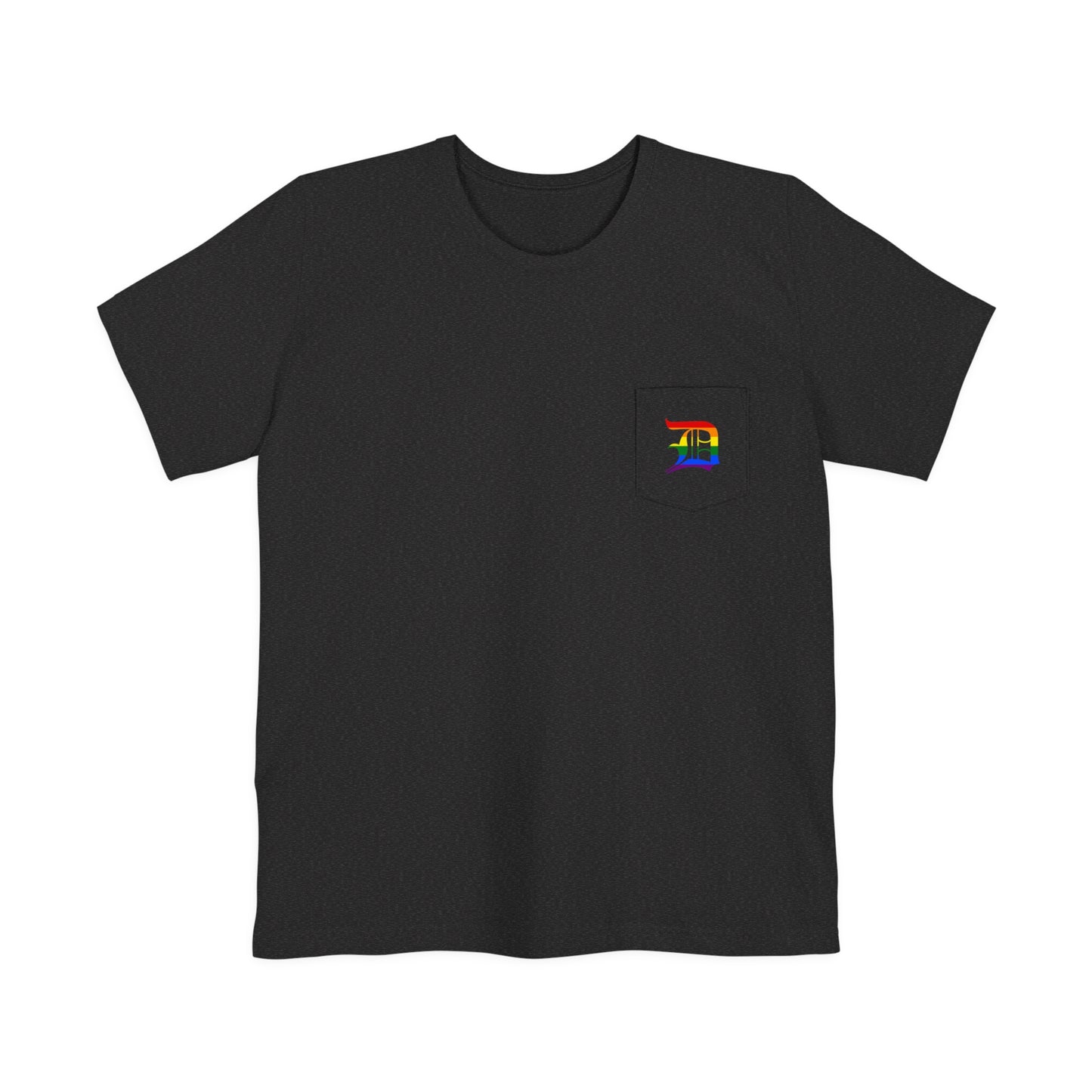 Detroit 'Old English D' Pocket T-Shirt (Rainbow Pride Edition) | Unisex Standard