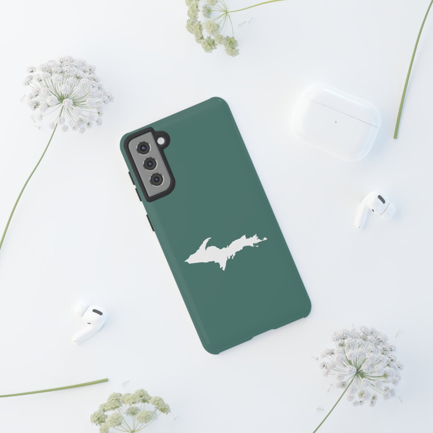 Michigan Upper Peninsula Tough Phone Case (Copper Green w/ UP Outline) | Samsung & Pixel Android