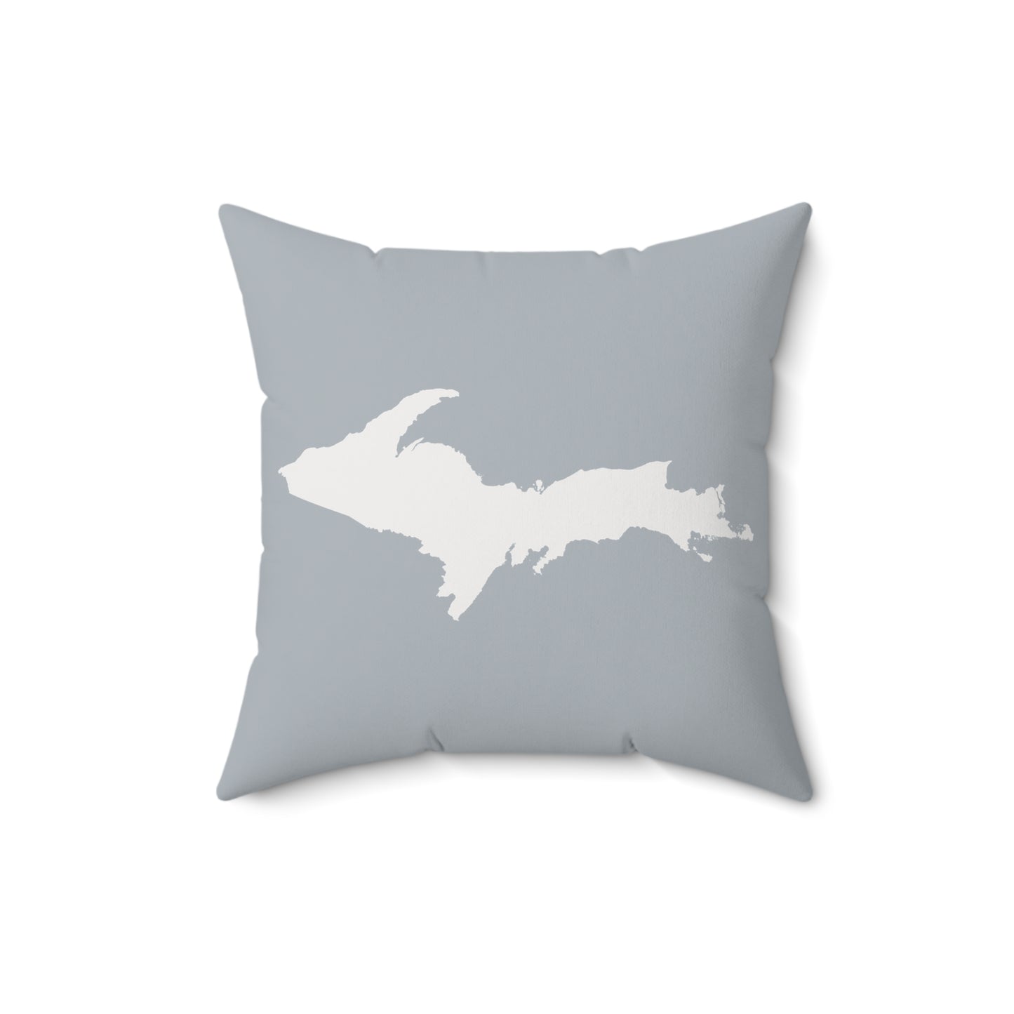 Michigan Upper Peninsula Accent Pillow (w/ UP Outline) | Silver
