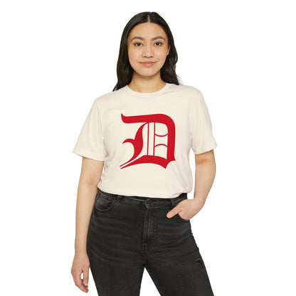 Detroit 'Old English D' T-Shirt (Aliform Red) | Unisex Recycled Organic
