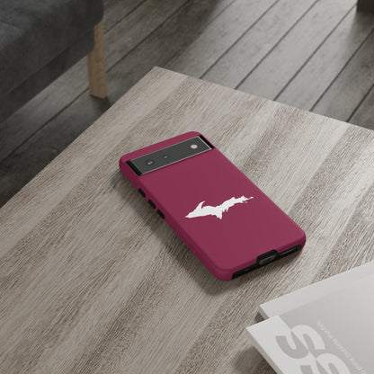 Michigan Upper Peninsula Tough Phone Case (Ruby Red w/ UP Outline) | Samsung & Pixel Android