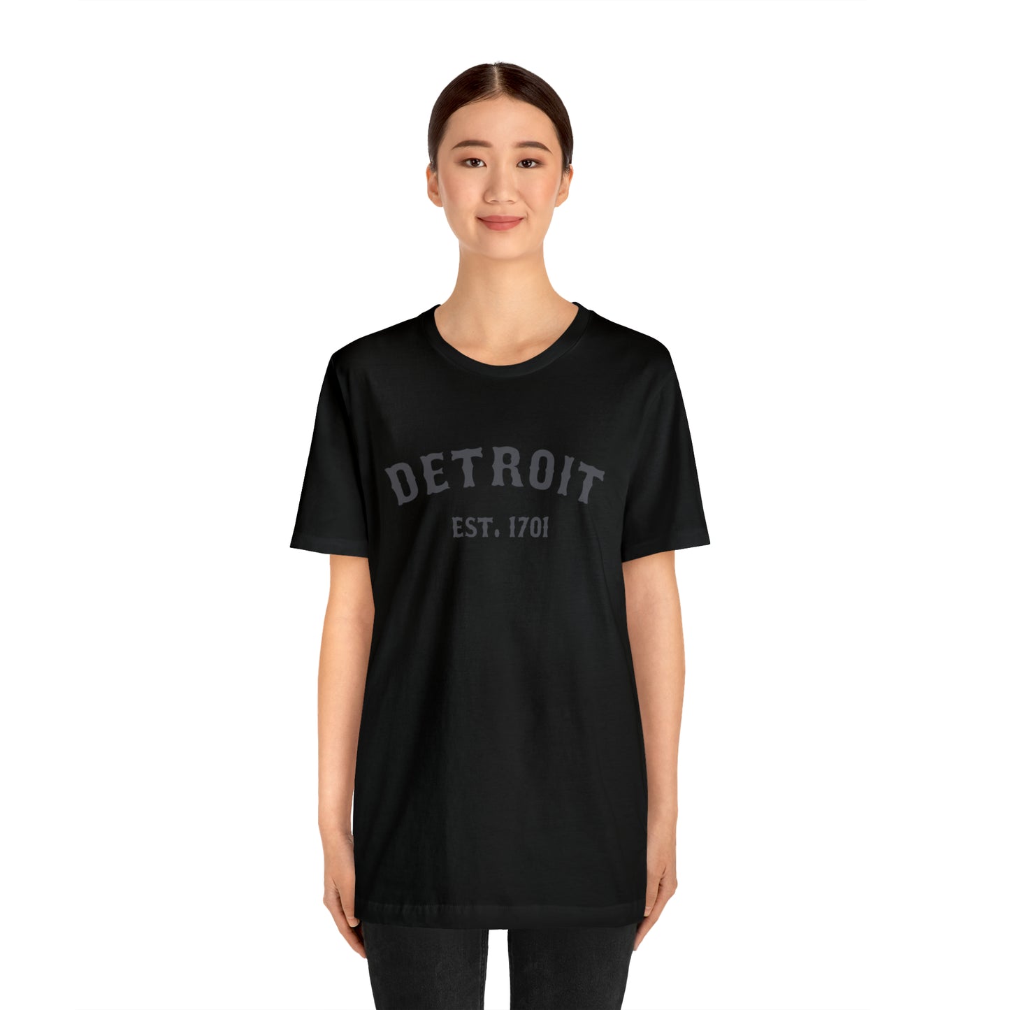 'Detroit EST. 1701' T-Shirt (Iron Ore Grey Ballpark Font) | Unisex Standard