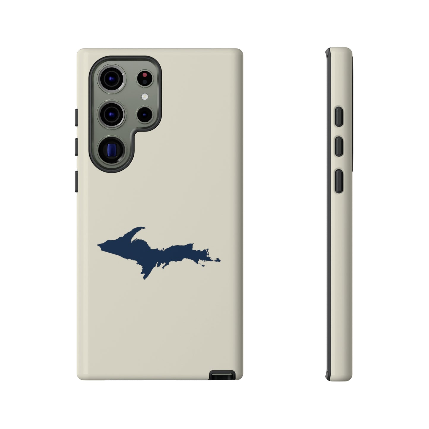 Michigan Upper Peninsula Tough Phone Case (Ivory w/ Navy UP Outline) | Samsung & Pixel Android