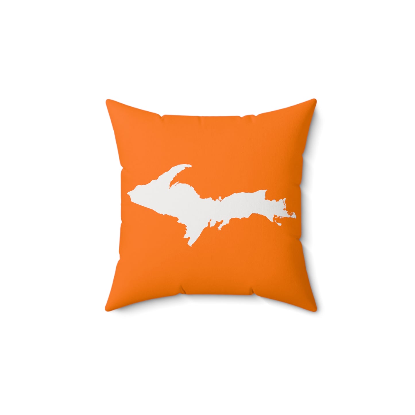 Michigan Upper Peninsula Accent Pillow (w/ UP Outline) | Safety Orange