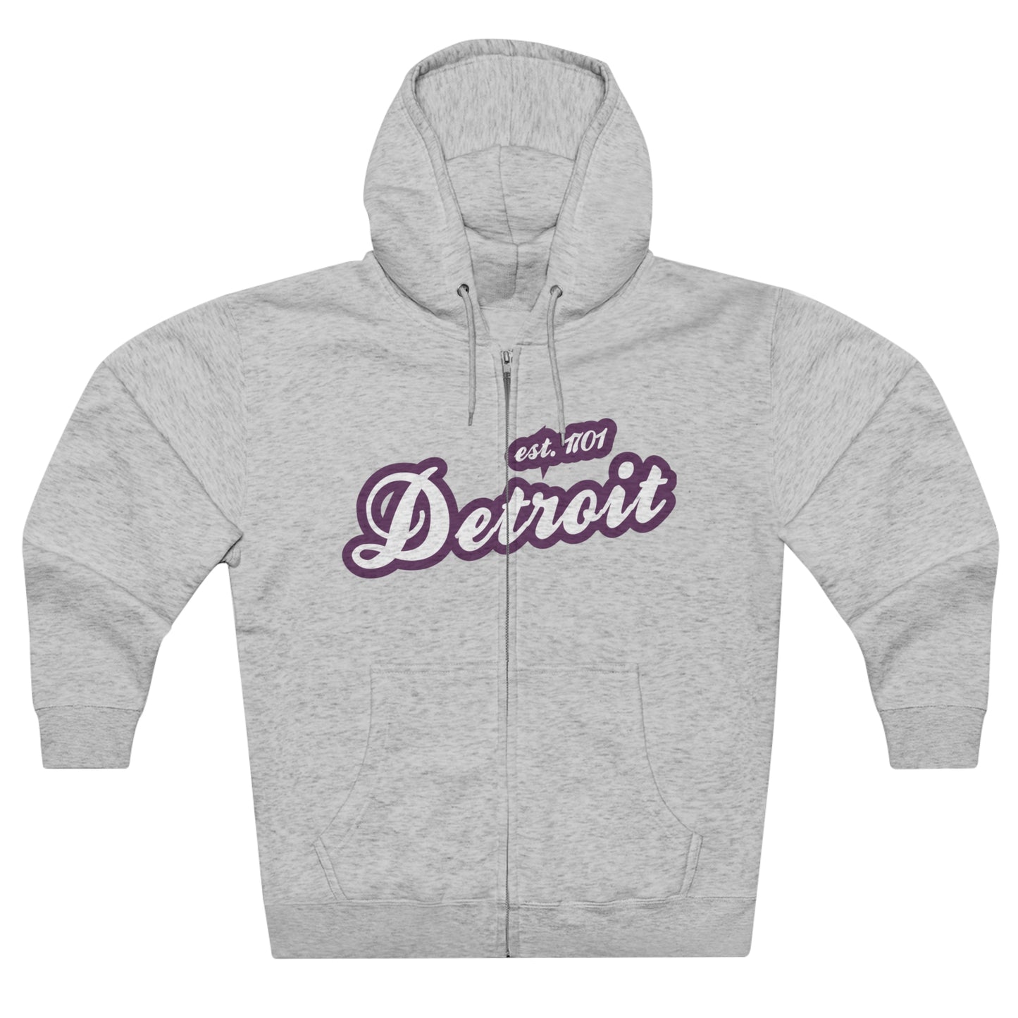 'Detroit EST 1701' Hoodie (Plum Script Font) | Unisex Full Zip