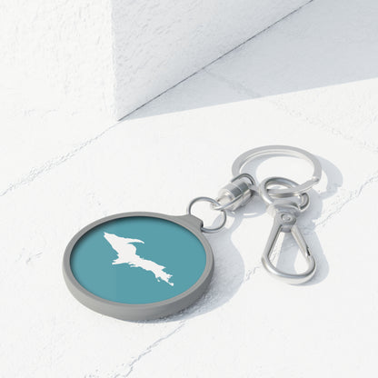 Michigan Upper Peninsula Keyring (w/ UP Outline) | Lake Huron Blue