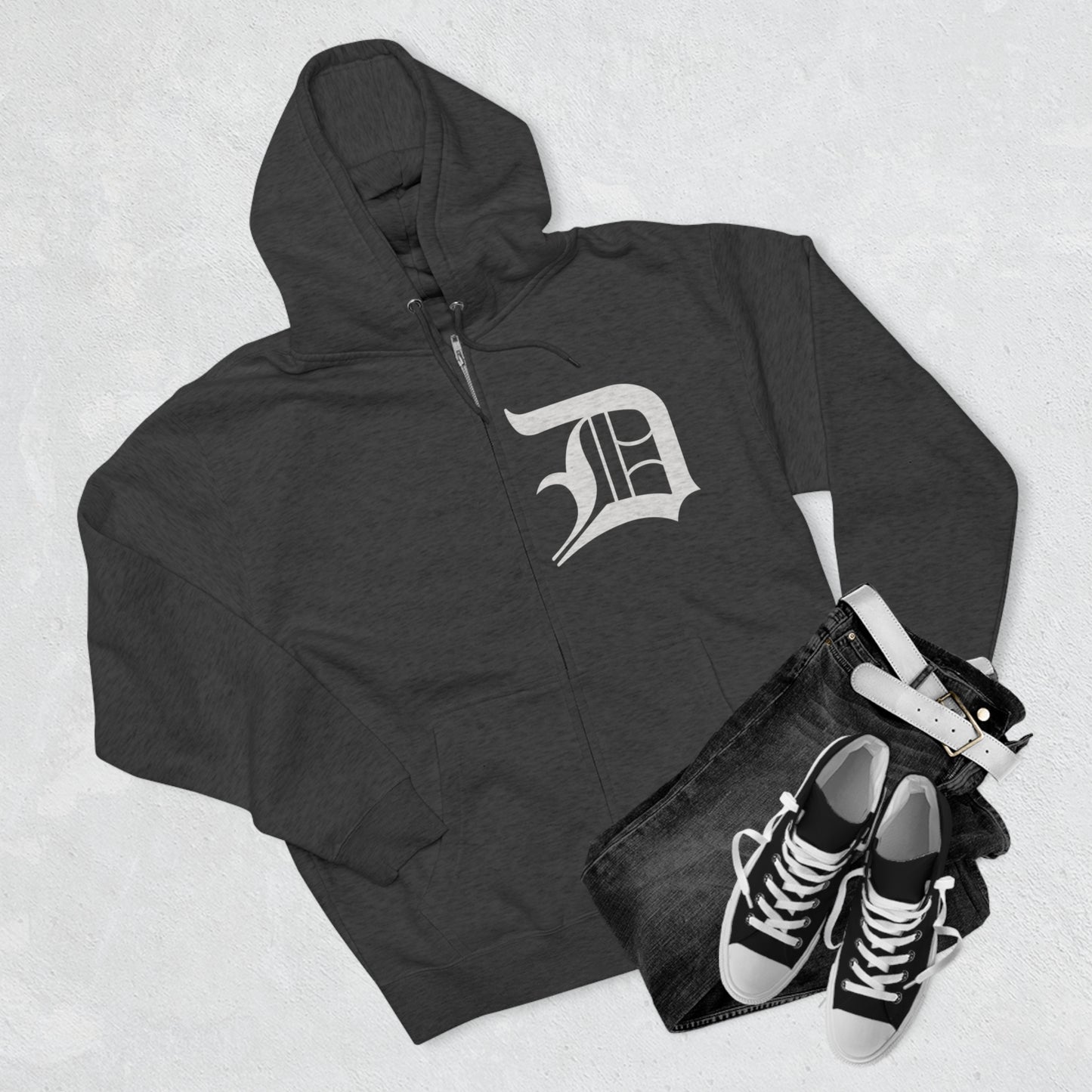 Detroit 'Old English D' Hoodie | Unisex Full Zip