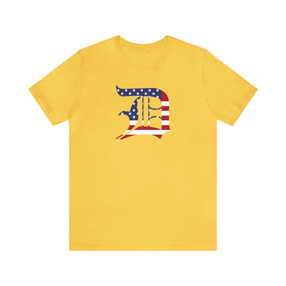 Detroit 'Old English D' T-Shirt (Patriotic Edition) | Unisex Standard