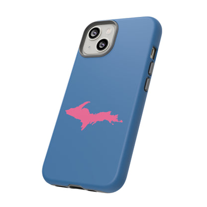 Michigan Upper Peninsula Tough Phone Case (Lake Superior Blue w/ Pink UP Outline) | Apple iPhone