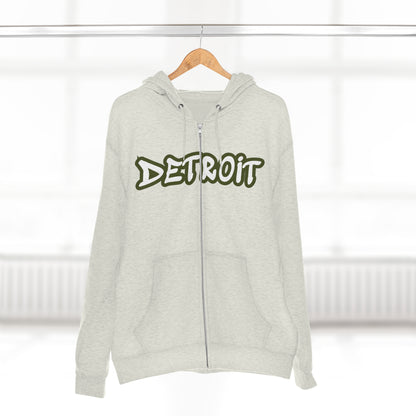 Detroit' Hoodie (Army Green Tag Font) | Unisex Full Zip