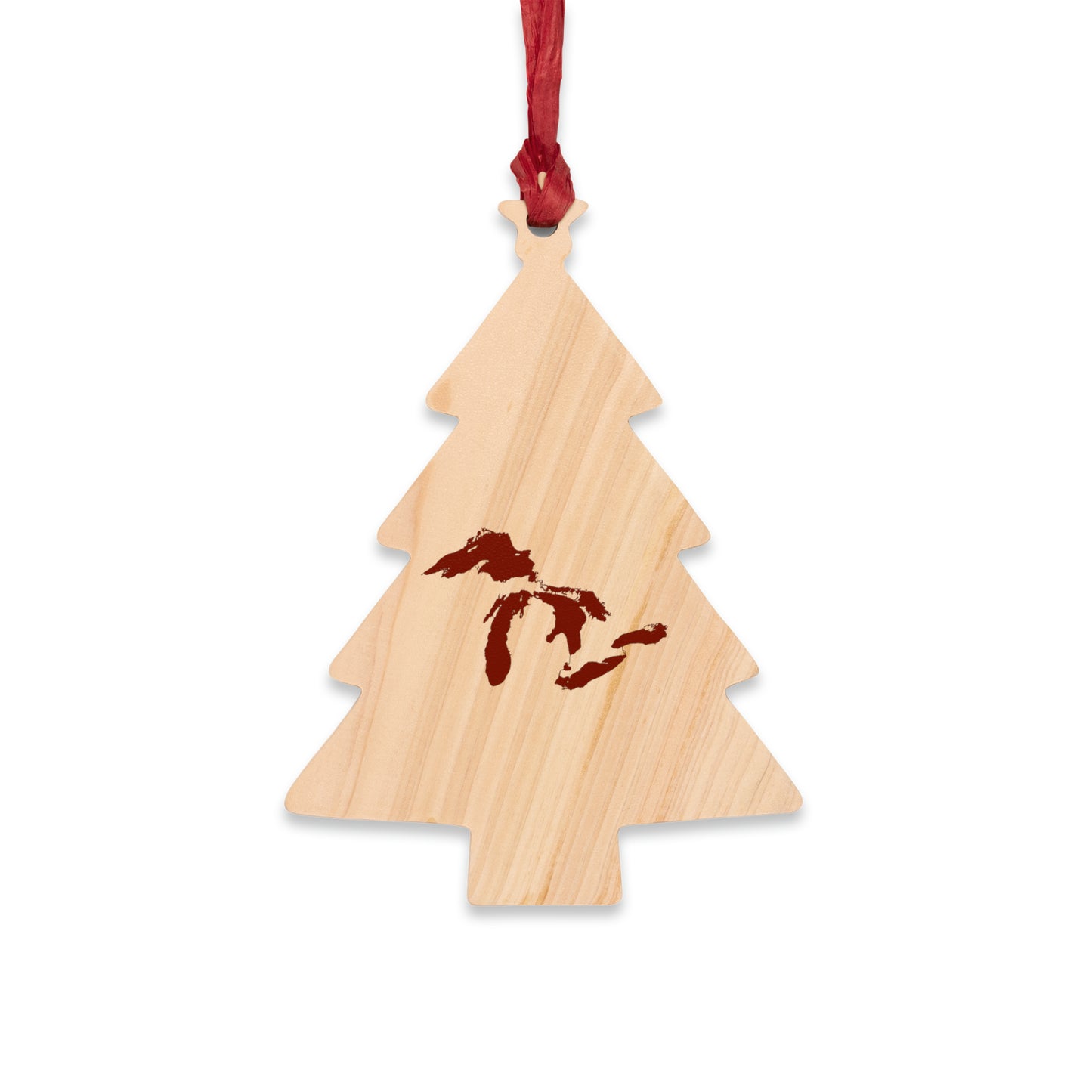 Great Lakes Christmas Ornament | Wooden - Cherryland Red