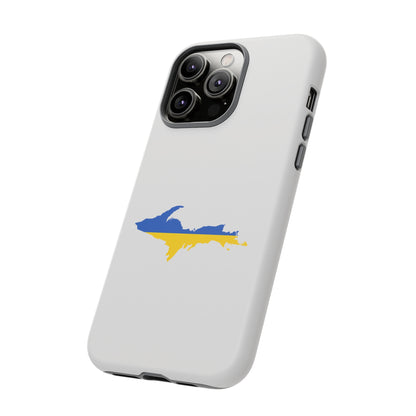 Michigan Upper Peninsula Tough Phone Case (Birch Bark White w/ UP Ukraine Flag Outline) | Apple iPhone