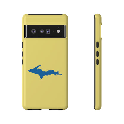 Michigan Upper Peninsula Tough Phone Case (Yellow Cherry w/ Azure UP Outline) | Samsung & Pixel Android