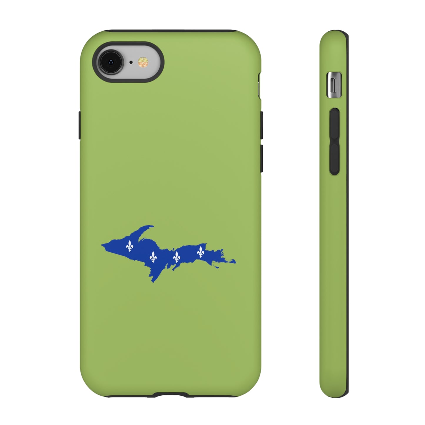 Michigan Upper Peninsula Tough Phone Case (Gooseberry Green w/ UP Quebec Flag Outline) | Apple iPhone