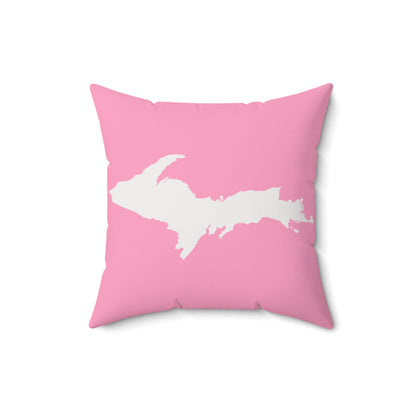 Michigan Upper Peninsula Accent Pillow (w/ UP Outline) | '67 Caddie Pink