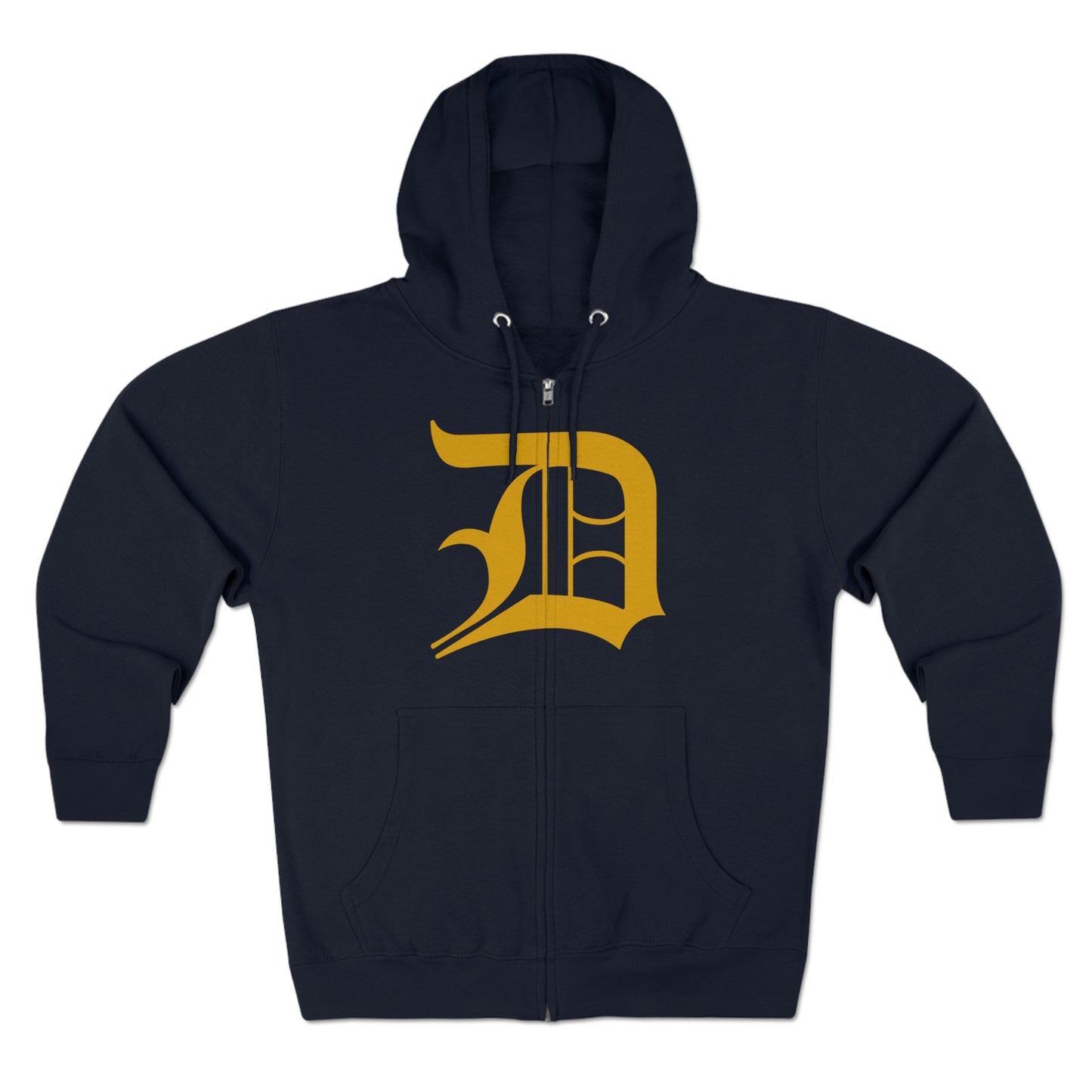 Detroit 'Old English D' Hoodie (Full-Body Gold) | Unisex Full Zip