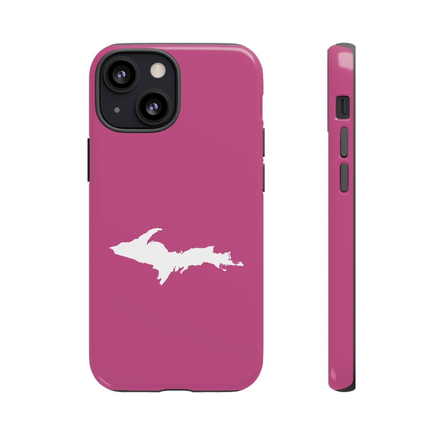 Michigan Upper Peninsula Tough Phone Case (Apple Blossom Pink w/ UP Outline) | Apple iPhone