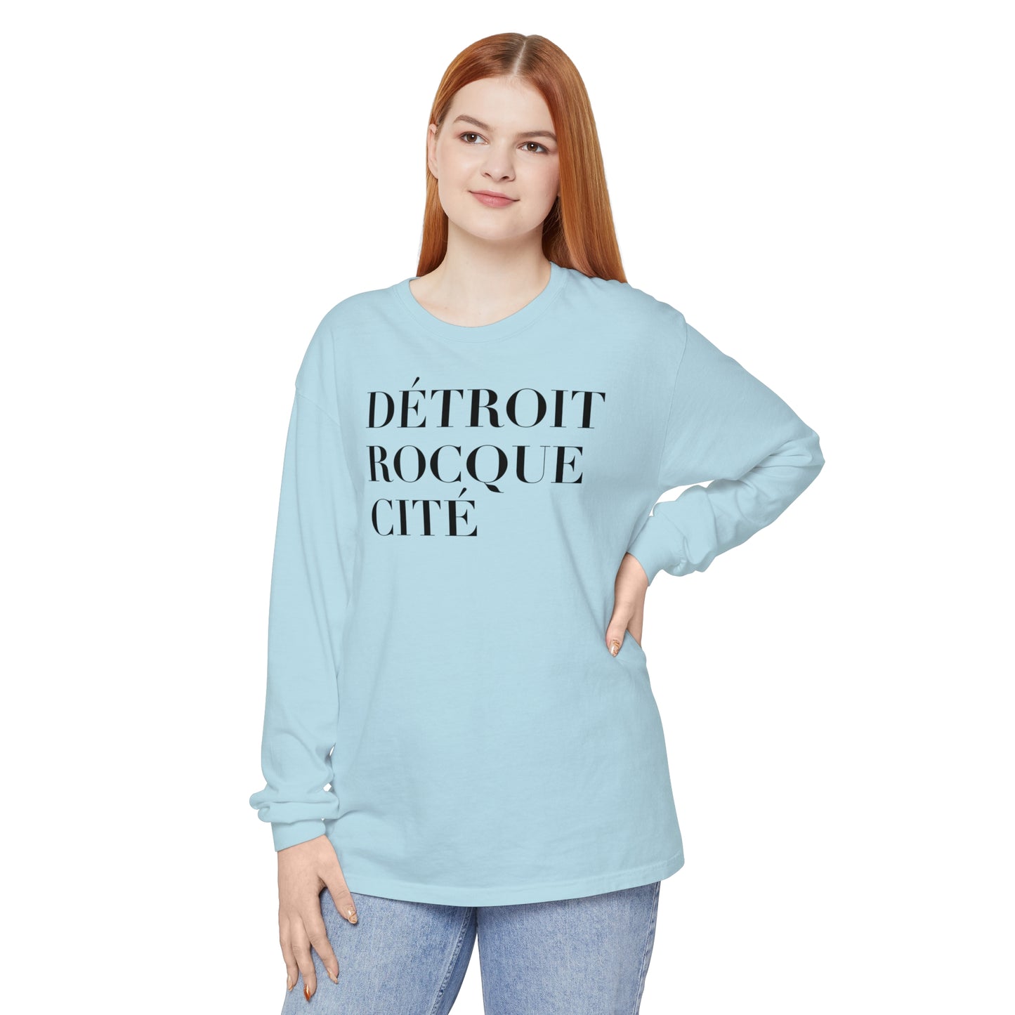 'Détroit Rocque Cité' Garment-Dyed T-Shirt | Unisex Long Sleeve