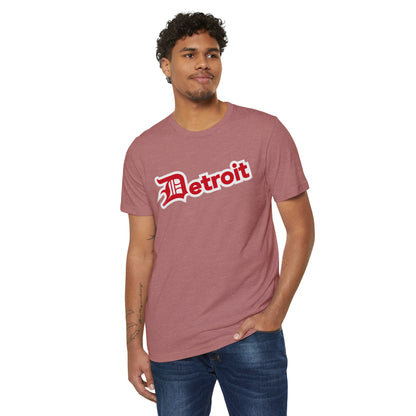 'Detroit' T-Shirt (Aliform Red Old English 'D') | Unisex Recycled Organic