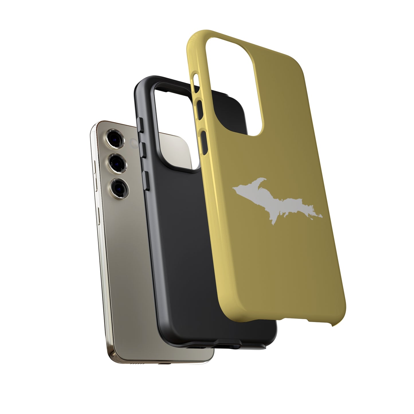 Michigan Upper Peninsula Tough Phone Case (Plum Yellow w/ UP Outline) | Samsung & Pixel Android