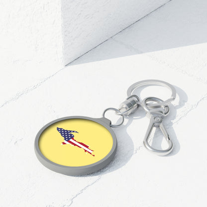 Michigan Upper Peninsula Keyring (w/ UP USA Flag) | Cherry Yellow