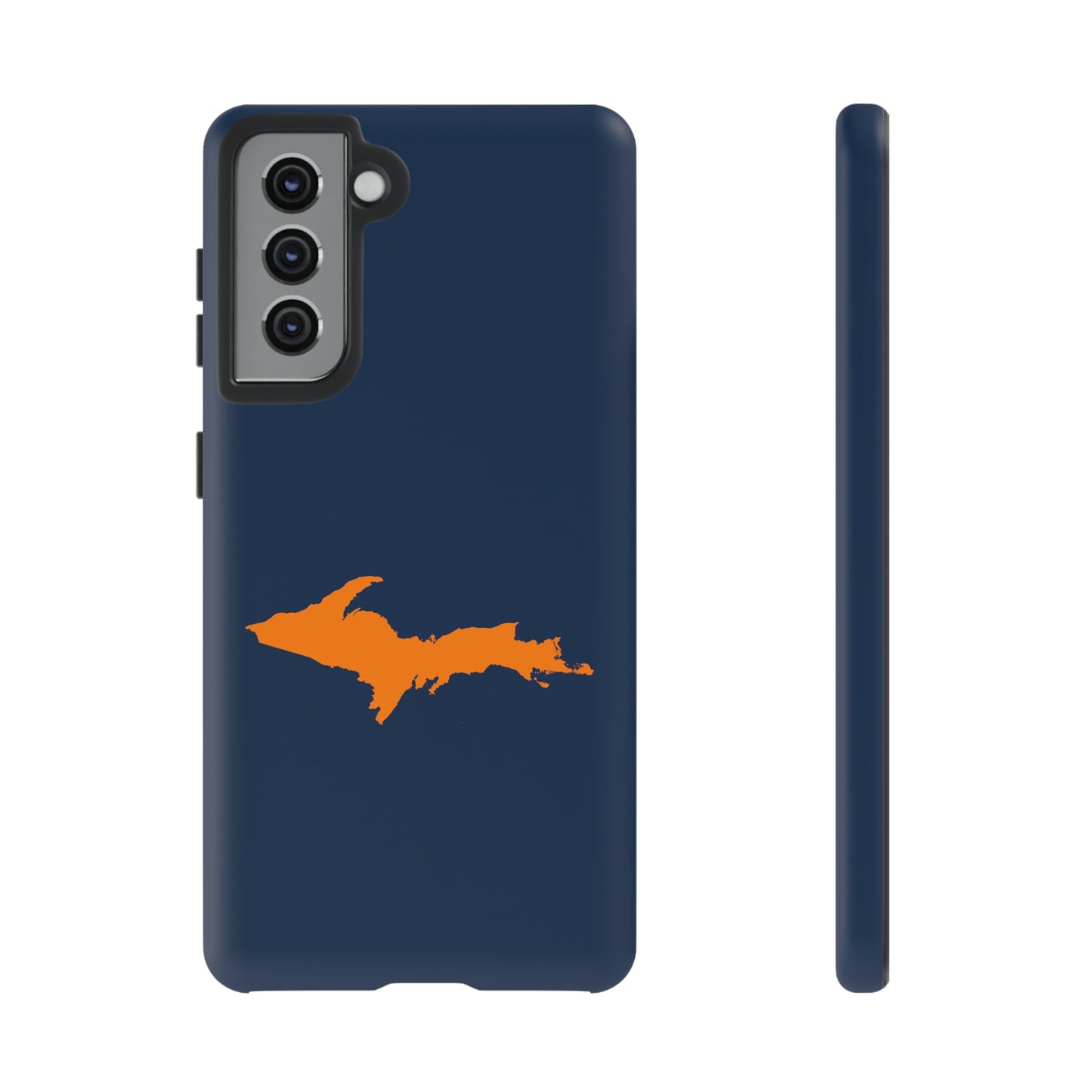 Michigan Upper Peninsula Tough Phone Case (Navy w/ Orange UP Outline) | Samsung & Pixel Android