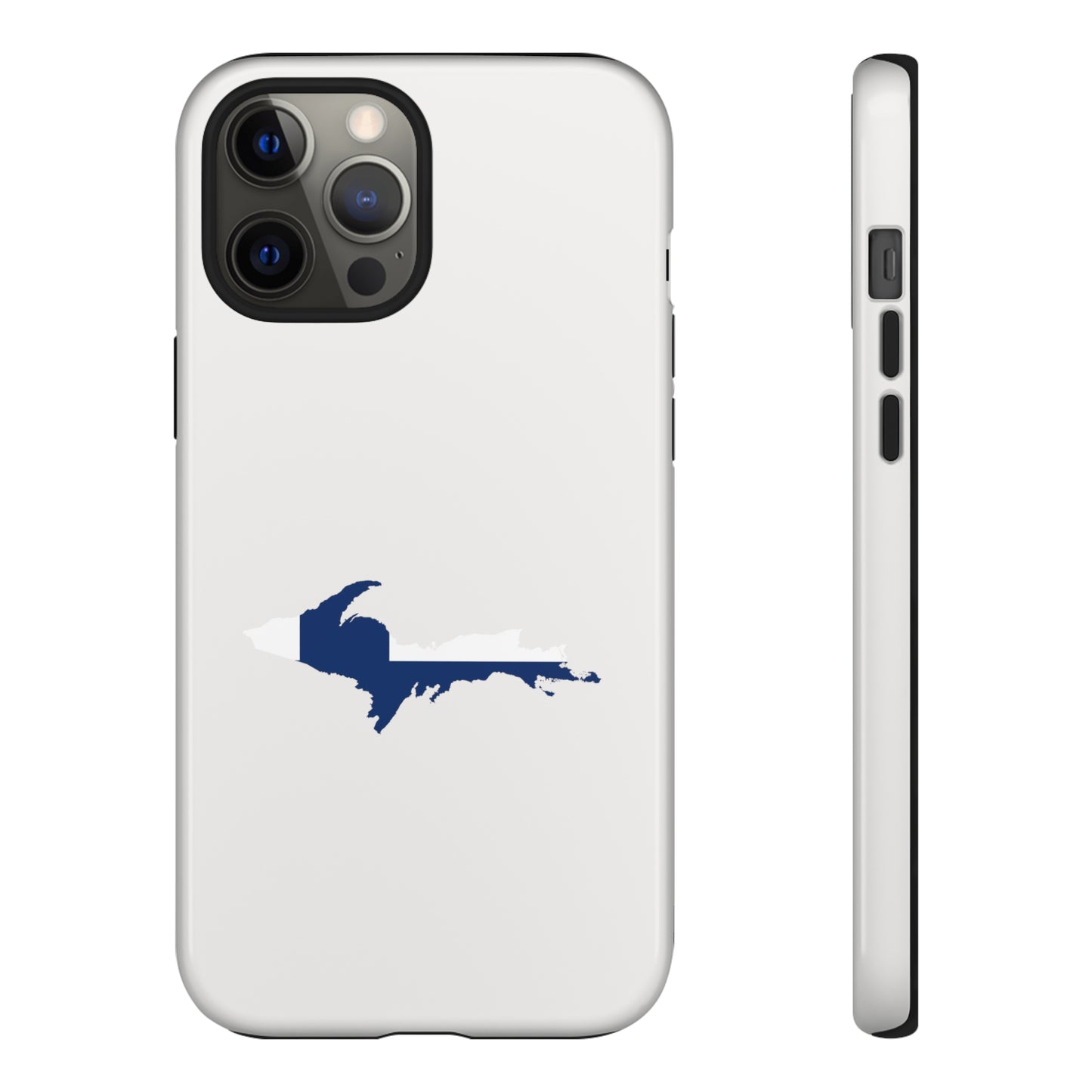 Michigan Upper Peninsula Tough Phone Case (Birch Bark White w/ UP Finland Flag Outline) | Apple iPhone