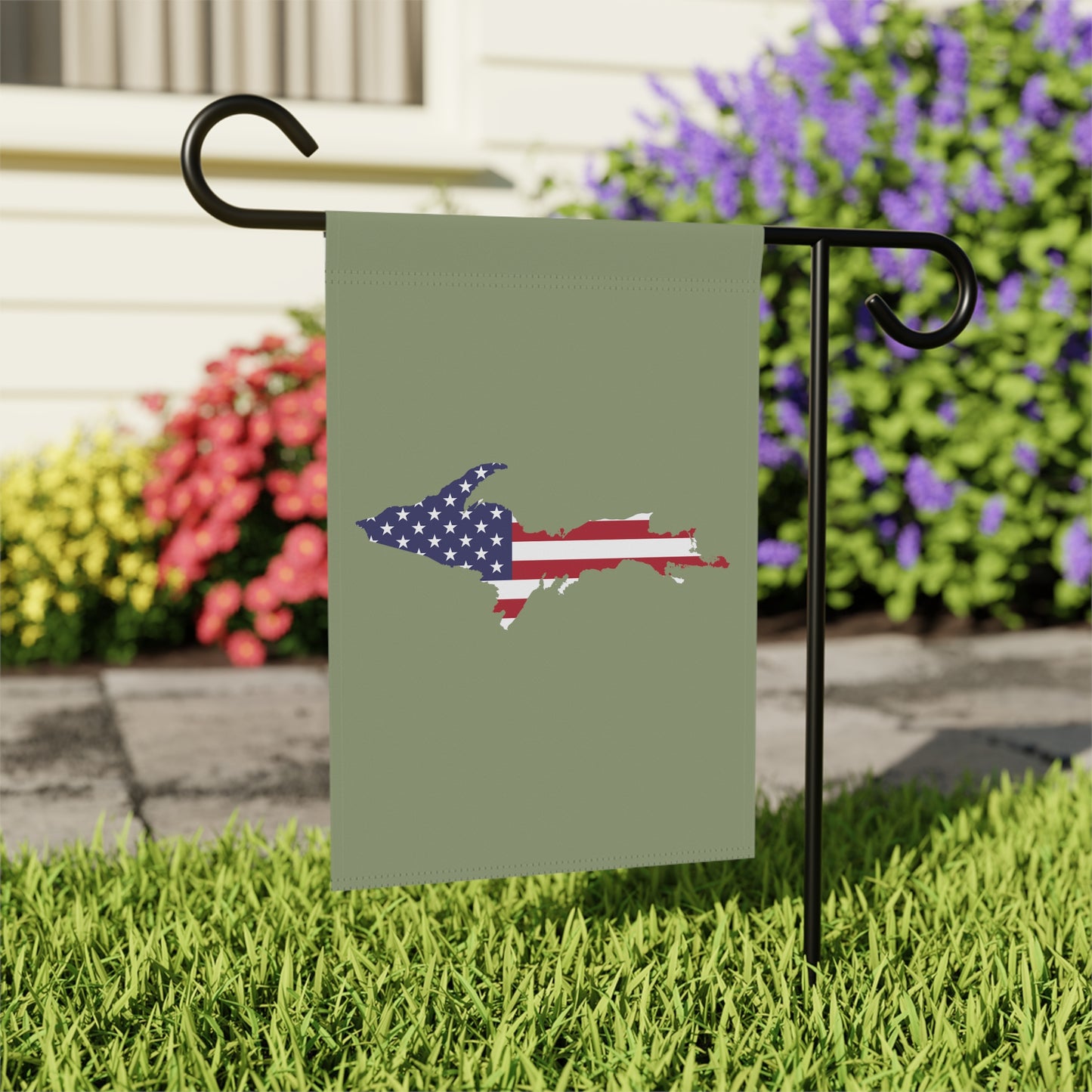 Michigan Upper Peninsula Home & Garden Flag (w/ UP USA Flag) | Beachgrass Green