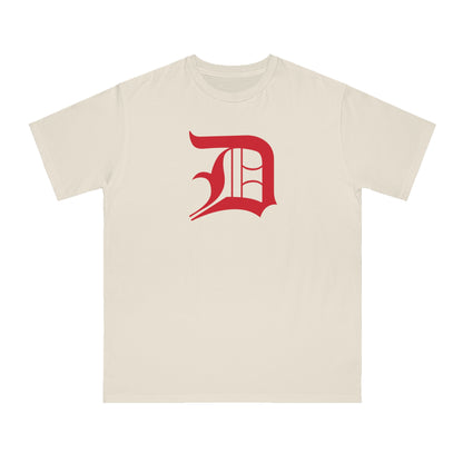 Detroit 'Old English D' T-Shirt (Aliform Red) | Unisex Organic