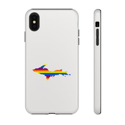 Michigan Upper Peninsula Tough Phone Case (Birch Bark White w/ UP Pride Flag Outline) | Apple iPhone