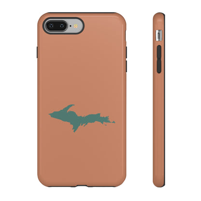 Michigan Upper Peninsula Tough Phone Case (Copper Color w/ Copper Green UP Outline) | Apple iPhone